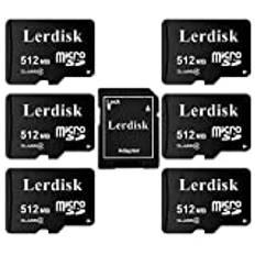LerDisk Micro SD-minneskort producerat av SD Group licens säker kvalitet 3 års garanti (512 MB, 6 delar)