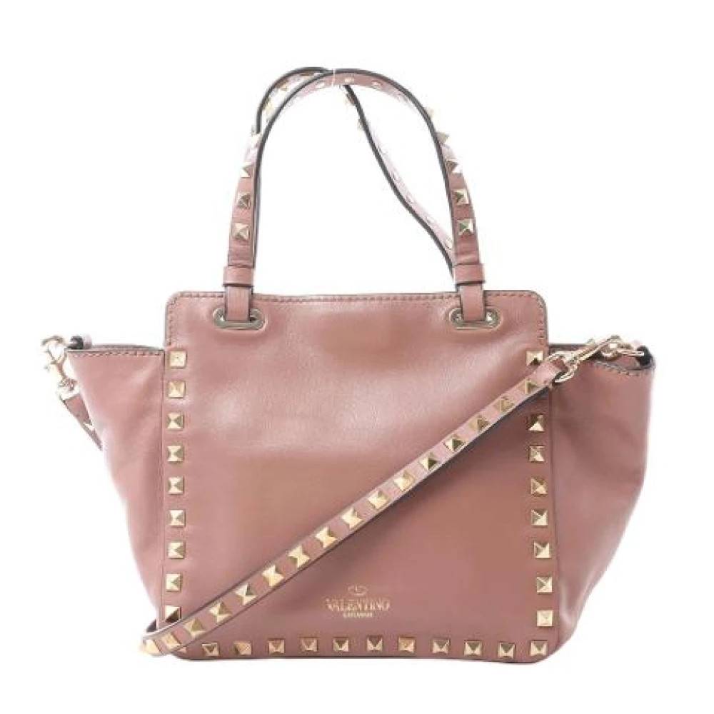 Valentino Vintage Pre-owned Rockstud Small Håndtaske - Vintage - Dame - Lyserød - ONE SIZE - Uld