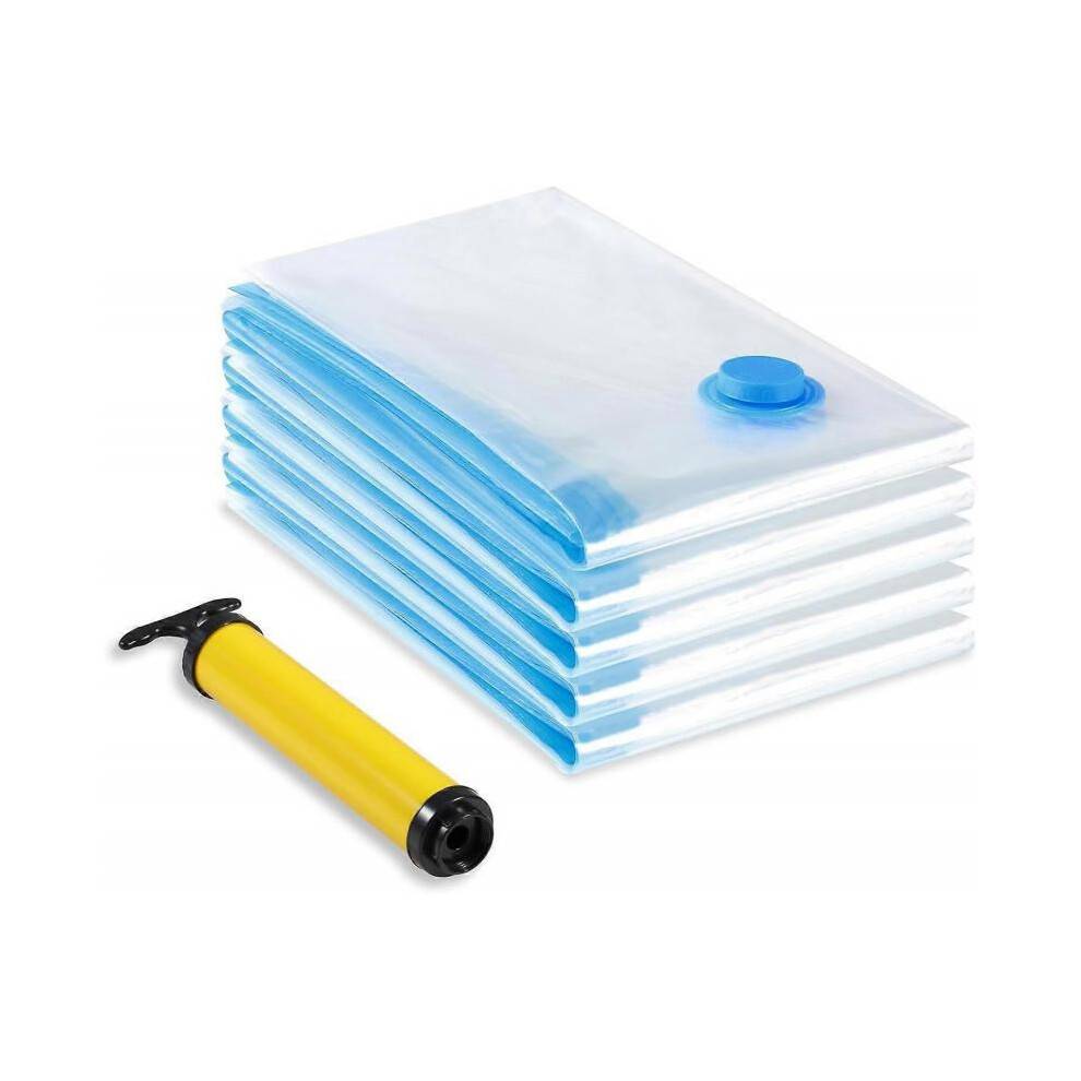 Clothes Vacuum Bags, 5pcs (60x80cm) Reusable Clothes Storage, Vacuum Pump Bags for Clothes Quilt Pillow Blanket