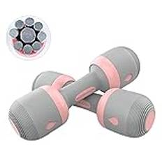 Sipobuy Justerbar vikt hantlar hem gym fitness set för dam dam herr, 5 i 1, icke-slip gummi handen, 2–10 kg, 2 x 5 kg per set (rosa + grå)