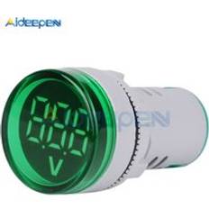 Diy mini digital voltmeter 22mm round dc 6-100v volt voltage tester meter monitor ström led indikator pilotlampa display - Grön