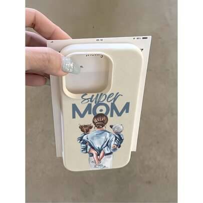 1 st. vitt Super Mom grafiskt heltäckande TPU-skal, stötsäkert telefonskal, kompatibelt med Apple 16, 15, 14, 13, 12, 11 Pro Max, serien, internatione - Multifärgad (Multi-size)