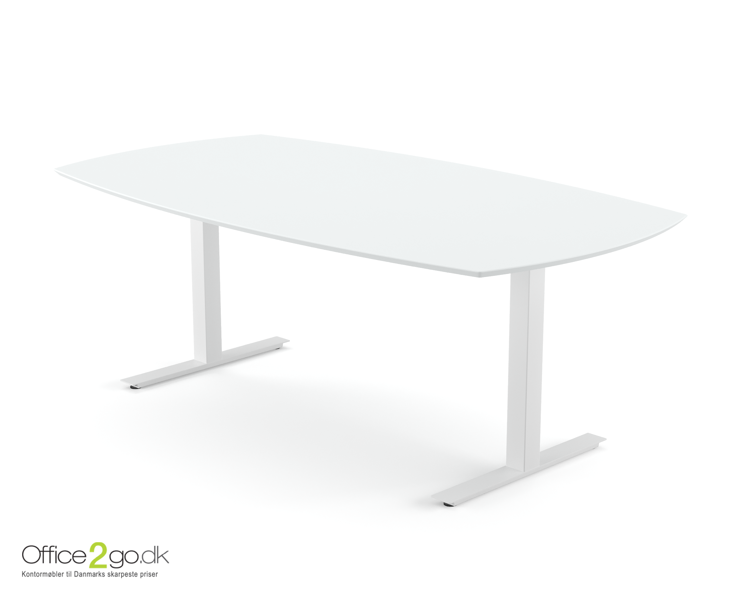 Square mødebord (tøndeformet bordplade) - 160 cm - Hvidt