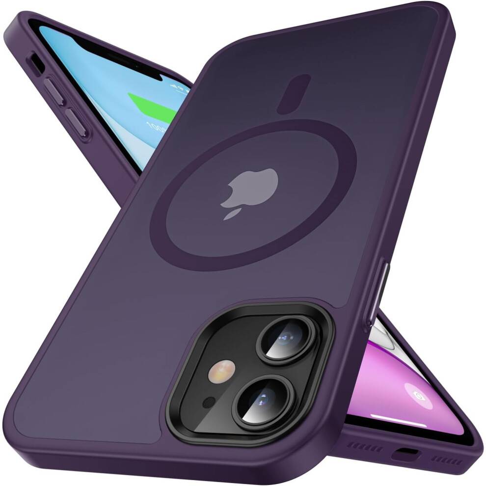 iPhone11 magnetisk stødsikkert gennemsigtigt cover dyb lilla