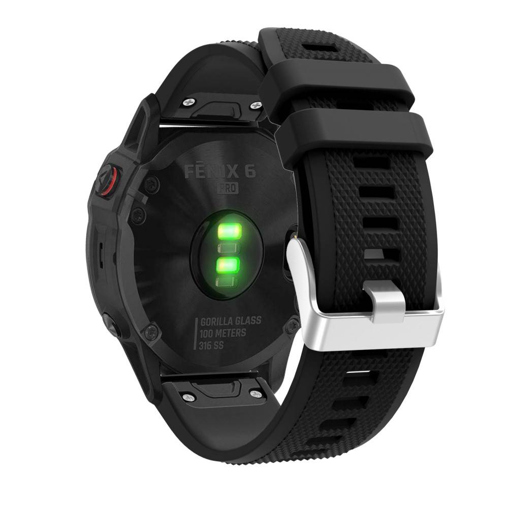 Garmin Fenix 7/6/6 Pro/Forerunner935/945 etc. urrem i silikone - Sort