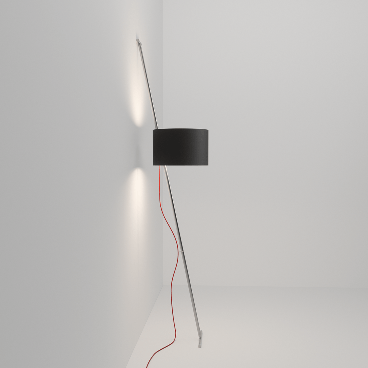 Lift gulvlampe Lumini - Sort / Børstet rustfrt stål / Rød