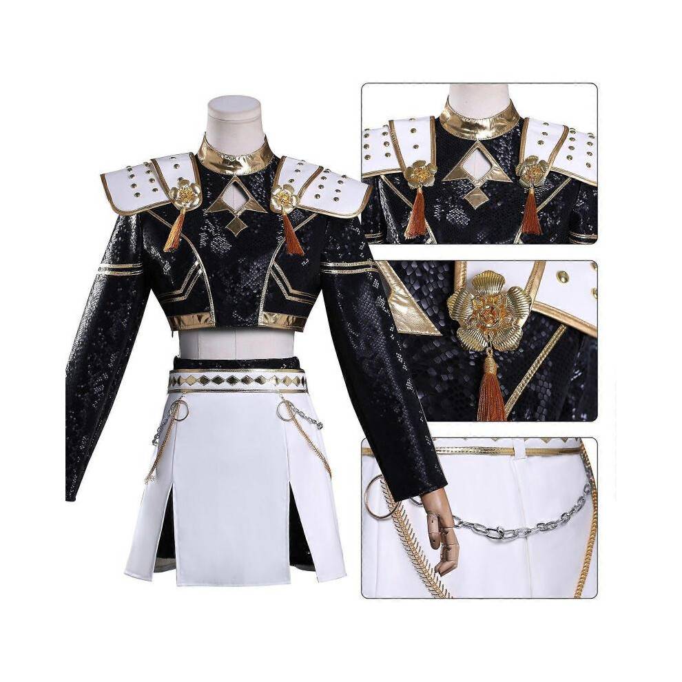 (2XL, Zoey Without Wig) KPop Demon Hunters Zoey Cosplay Costume Set Halloween Party Fancy Dress for Womens Black _b A