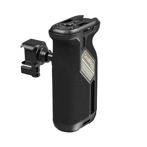 SMALLRIG Universal NATO Side Handle för Left and Right Hand, 360° Rotatable Camera Side Handle med Anti-Slip Silicone, Camera Grip med Built-in Threaded holes, Wrist Strap Hole, Cold Shoe - 4359