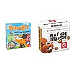 Game Factory 646255 Verfuxt, Detektivspiel für Kinder ab 6 Jahren, Kinderspiel & 646273 Auf die Nüsse, das knackige Würfelspiel, Mini-Spiel in handlicher Metalldose, Reisespiel