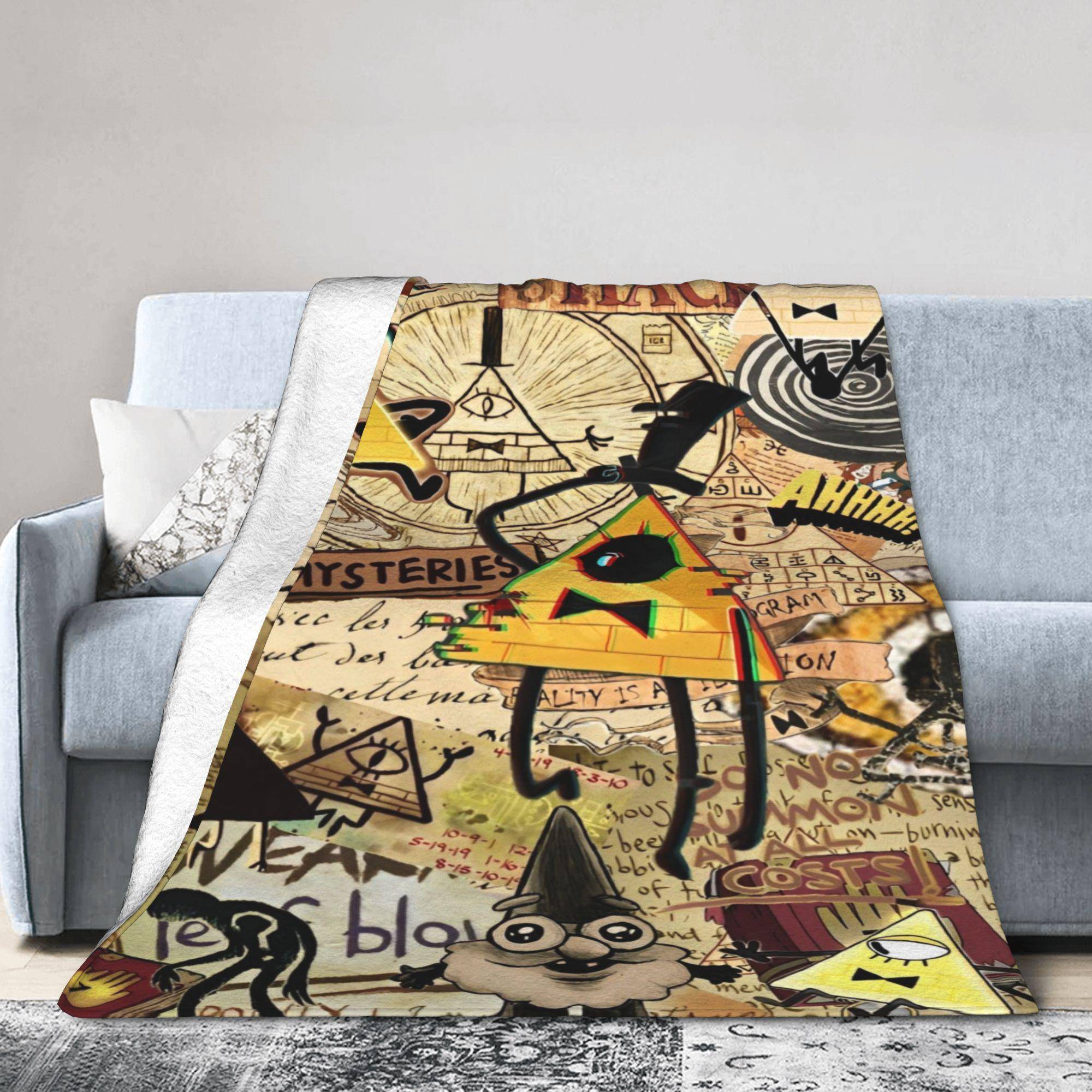 Gravitys Falls Fleecefilt Bill Cipher Mysteriefiltar för Säng Soffa Lätt Tunn Plysch Tunt Täcke,