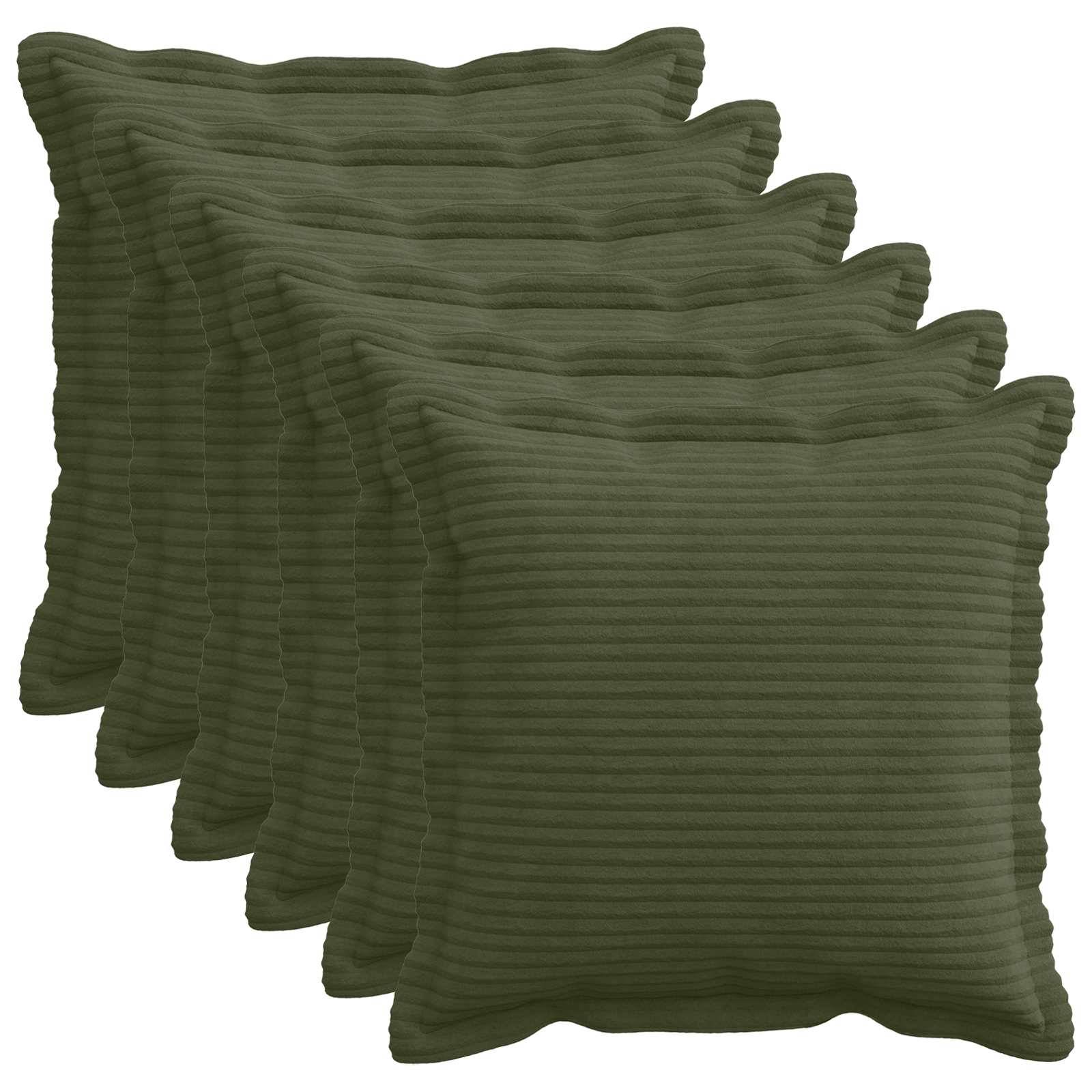 vidaXL Pudebetræk 6 stk. HOUTEN Grøn 30 x 30 cm cordfløjl