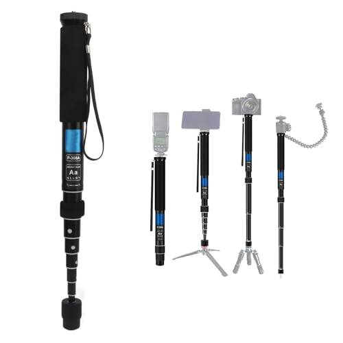 63-tums Infällbar Monopod, Bärbar Aluminiumkamera Lättviktsfotografering Monopod med Bärväska Svamphölje, Förlängningsstång för Telefonkamera