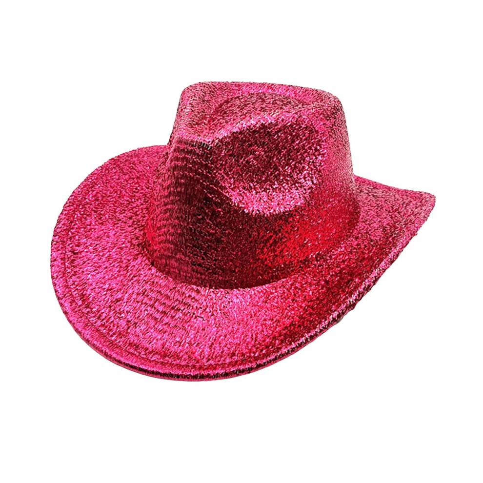 Damehat Røde cowboyhatte til kvinder Paillet cowgirlhat Glitrende cowgirlhat Cowgirlhat til piger Cowboyhatte til fest