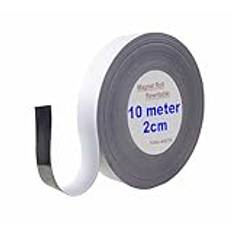 Tuka TKD9046-vit-2 cm magnettejp, omskrivbar för lagerregistreringsplattor, whiteboard, kylskåp, magnetiska brädor etc. kan skrivas på, kan skäras till storlek, vit, 10 m x 20 mm x 1 mm