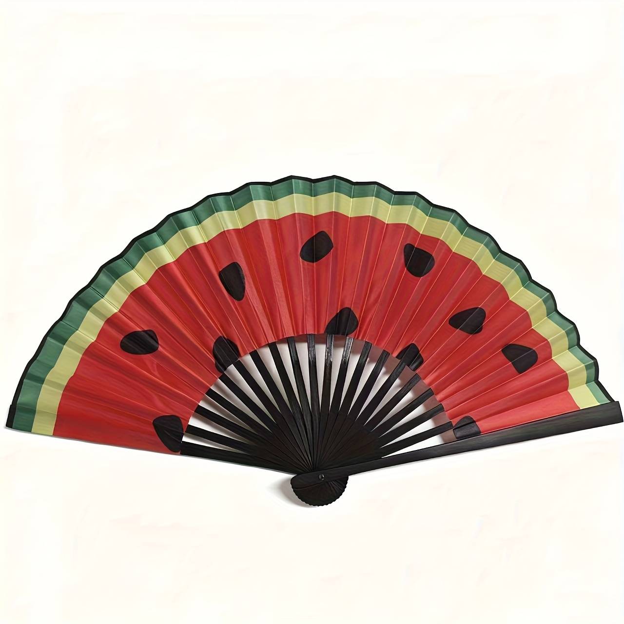 1pc Watermelon Pattern Folding Fan | Vintage Manufactured Wood Handheld Fan For Weddings, Birthdays, Parties, Concerts, Cosplay