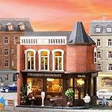CUTEROOM Miniatyr hus, gör-det-själv dockhus set av trä, minihus byggset med möbler och LED-ljus, födelsedagspresent för kvinnor och flickor (trädgårdsrestaurang)