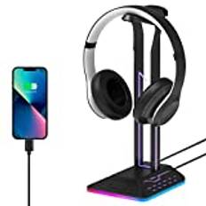 Geekria ABS RGB hörlursstativ för over-ear-hörlurar, spelheadsethållare, skrivbordsvisningshängare med solid tung bas kompatibel med Sennheiser, Bose, Beats, Razer, AKG, Sony PS4 (svart)