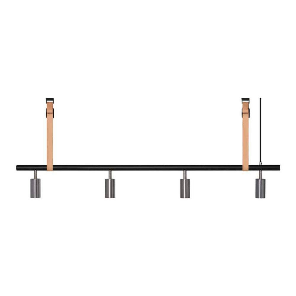 RUBN Long John Pendel 4 Spots (140 cm) Black/Steel Natural leather