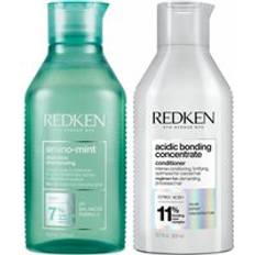 Redken Amino Mint Scalp Cleansing for Greasy Hair Shampoo and Acidic Bonding Concentrate Conditioner Bundle