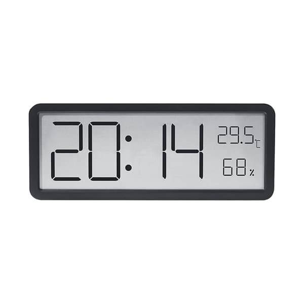 Digitalt LCD-vækkeur med bambus og glas, kalender, 24-timers format samt temperatur- og fugtighedssensor