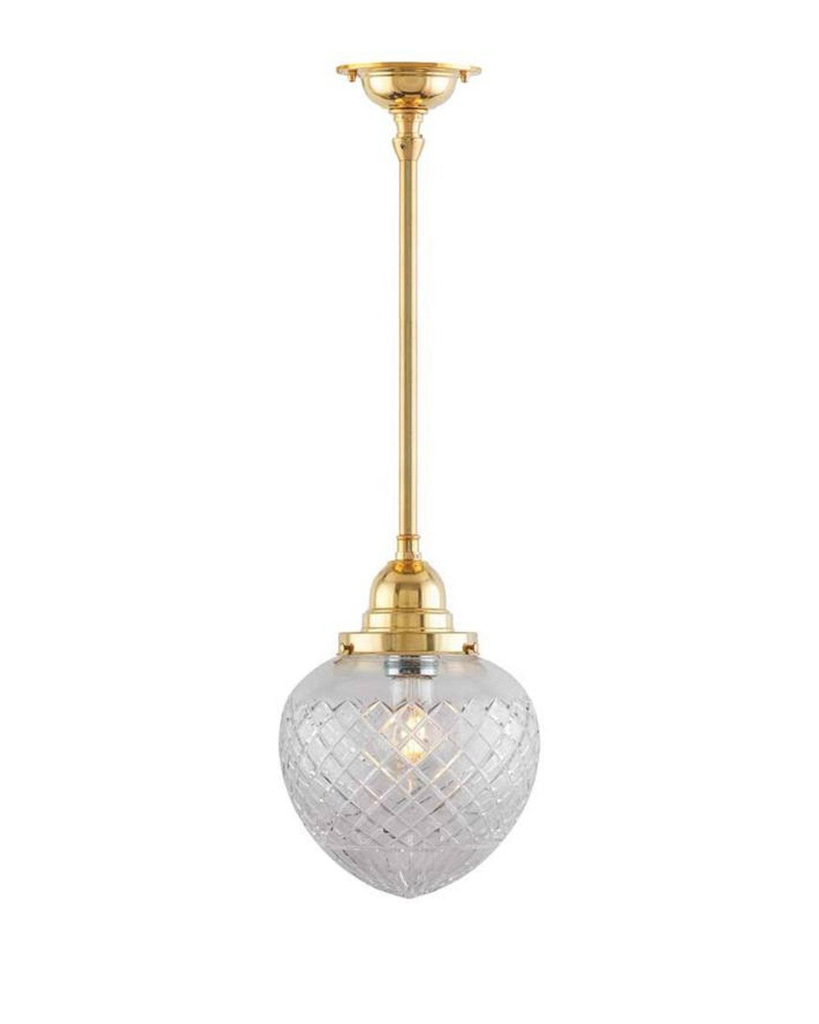 Loftslampe - Byströmpendel 100 messing, klar dråbe - 20 cm
