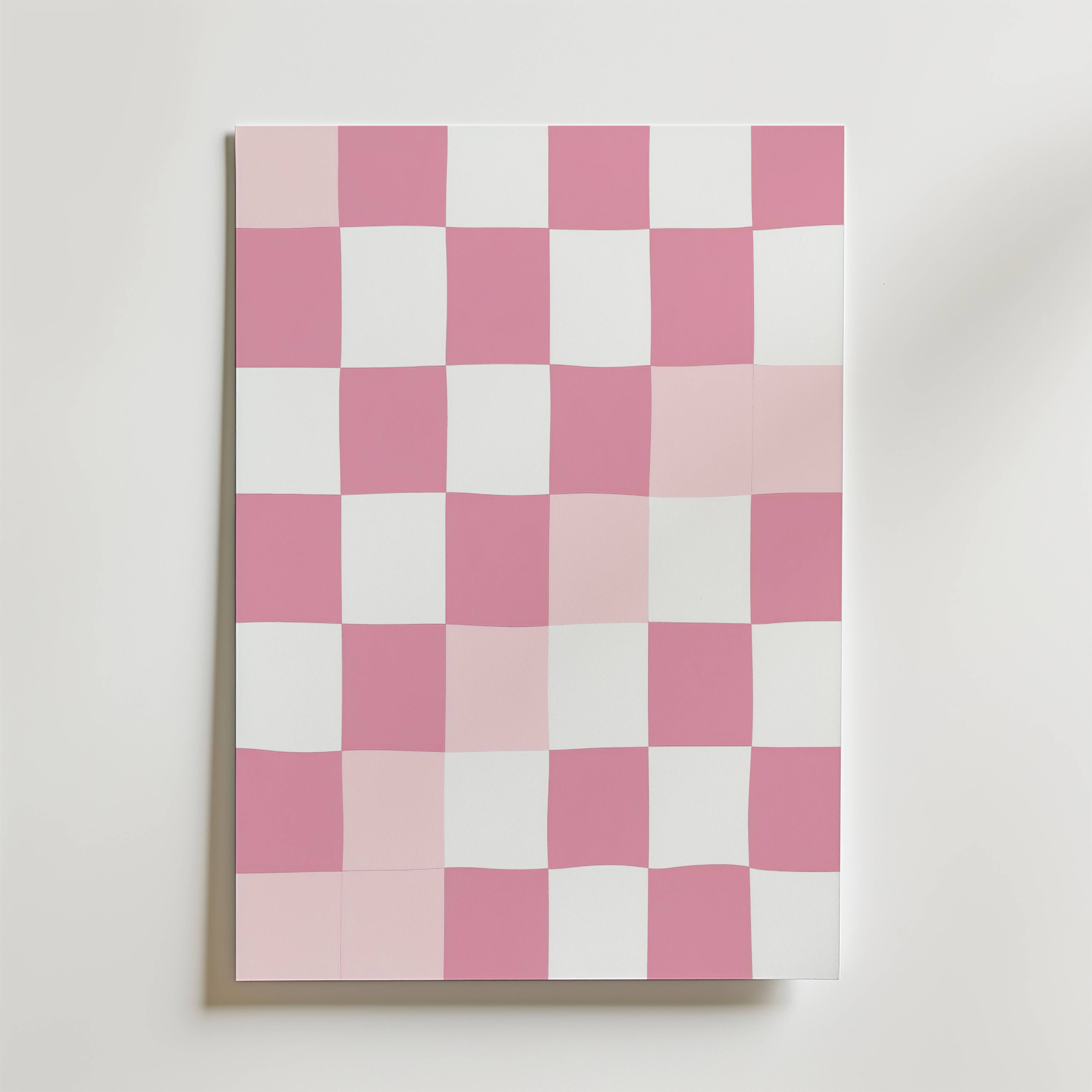 Pink Checkered Poster - Premium Canvas 50x70 cm