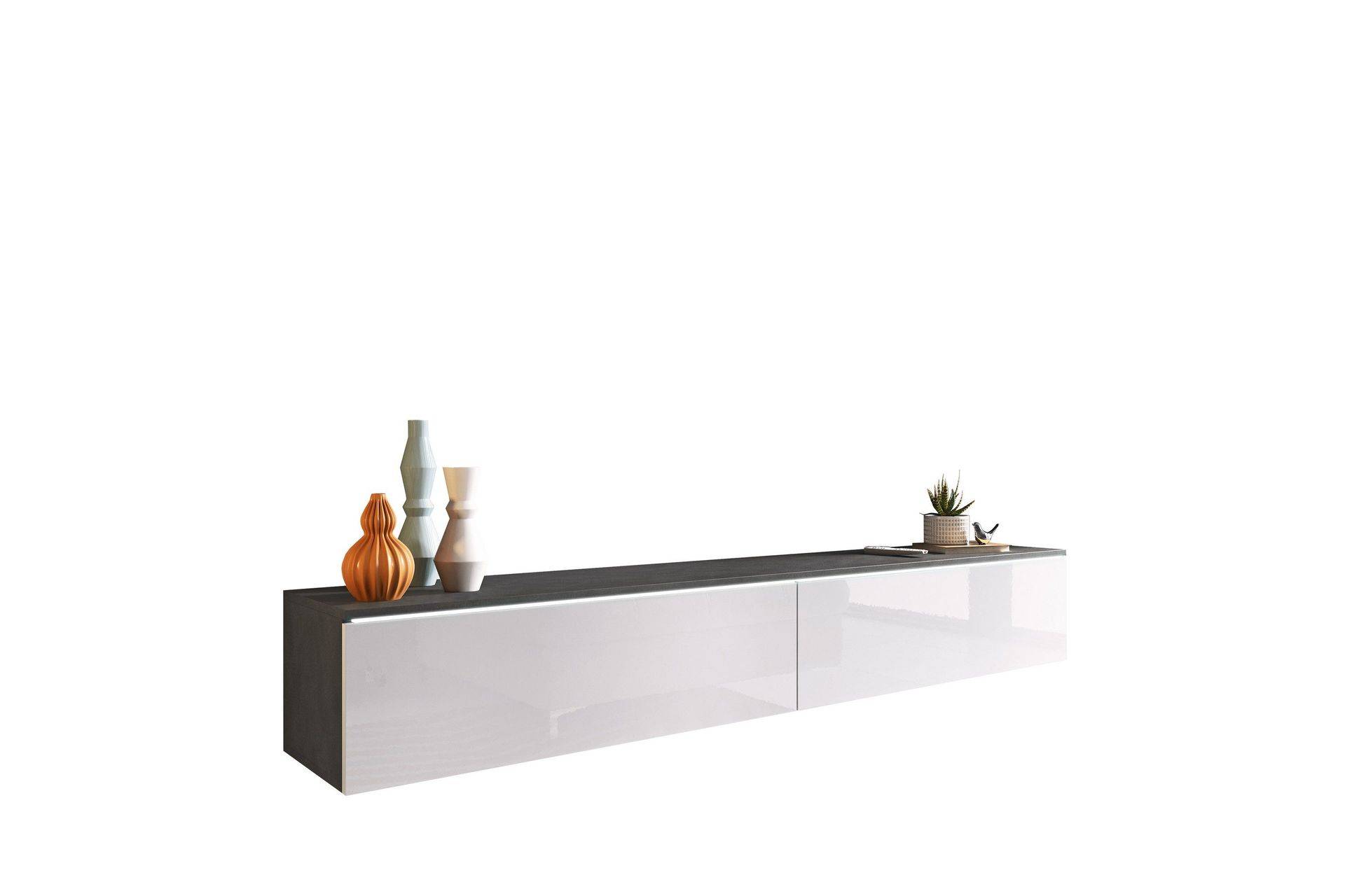 Kanak Tv-bänk 180 cm - Mörkgrå/Vit TV bänk & mediabänk Vit Trä