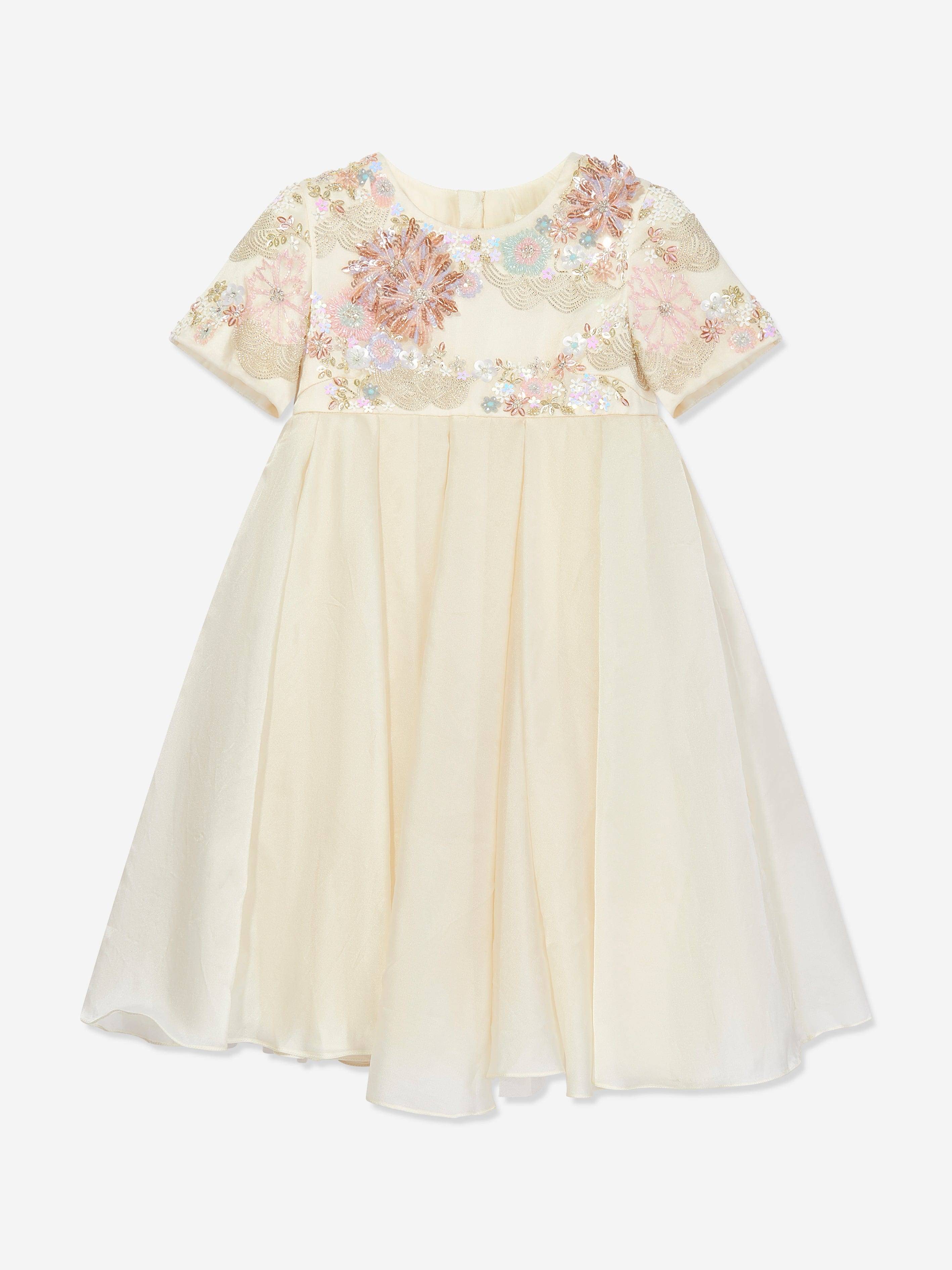 Maison Ava Girls Delphine Embellished Tulle Dress in Ivory - Ivory / 2 Yrs (2 Yrs)