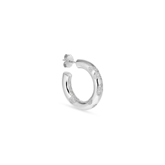 Silver Iced Chunky Hoop - Right - Jane Kønig