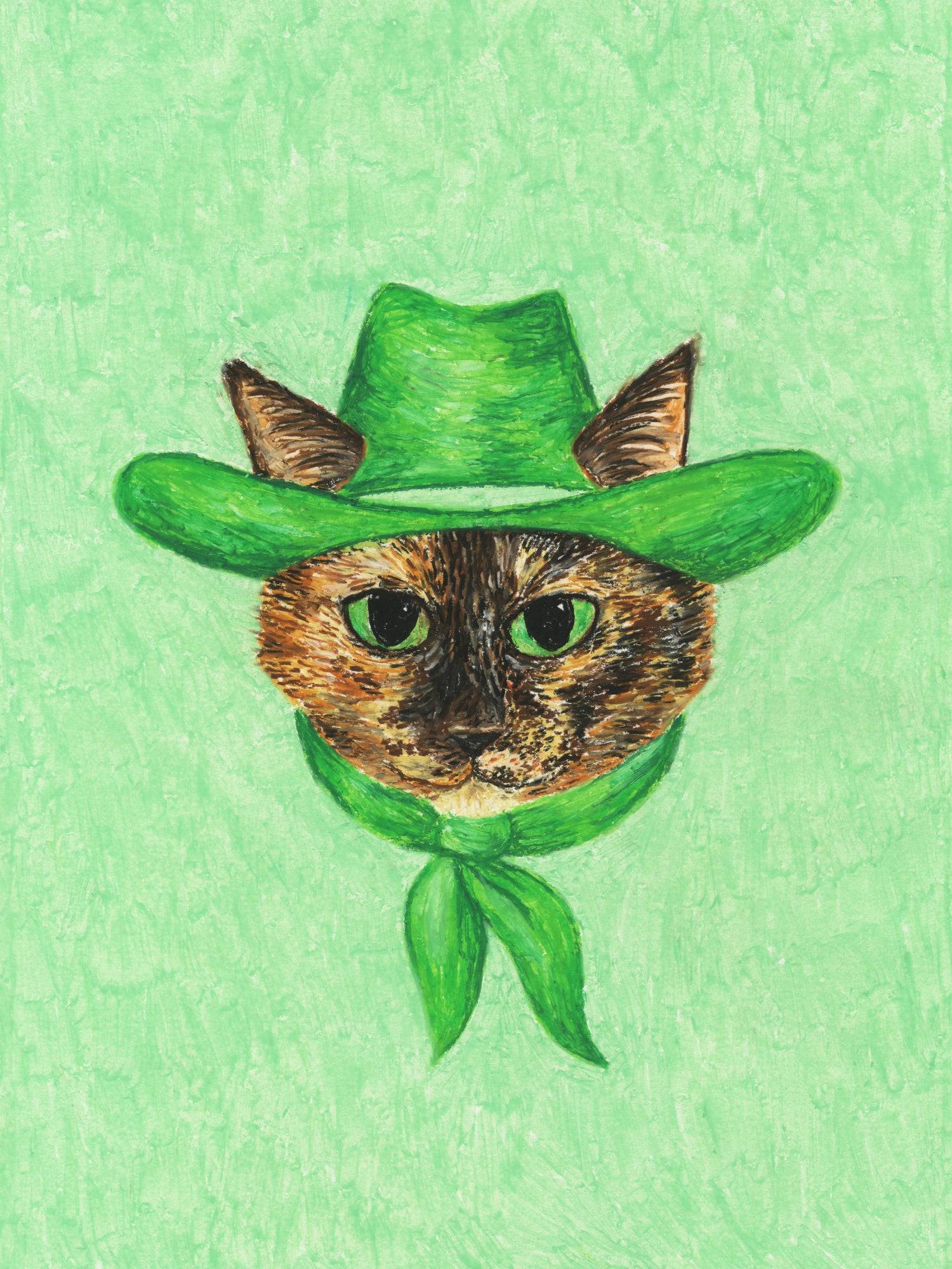 Tilly The Cowgirl Tortie Cat Poster och Canvastavla - Poster / 70x100 cm