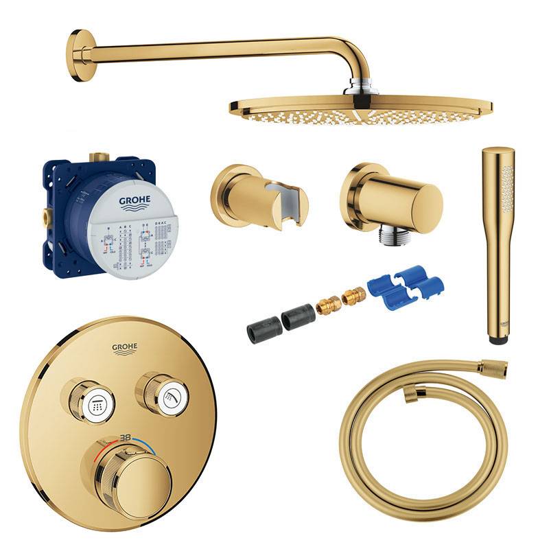 Grohe Grohtherm SmartControl 310 brusesæt til indbygning i poleret messing - messing