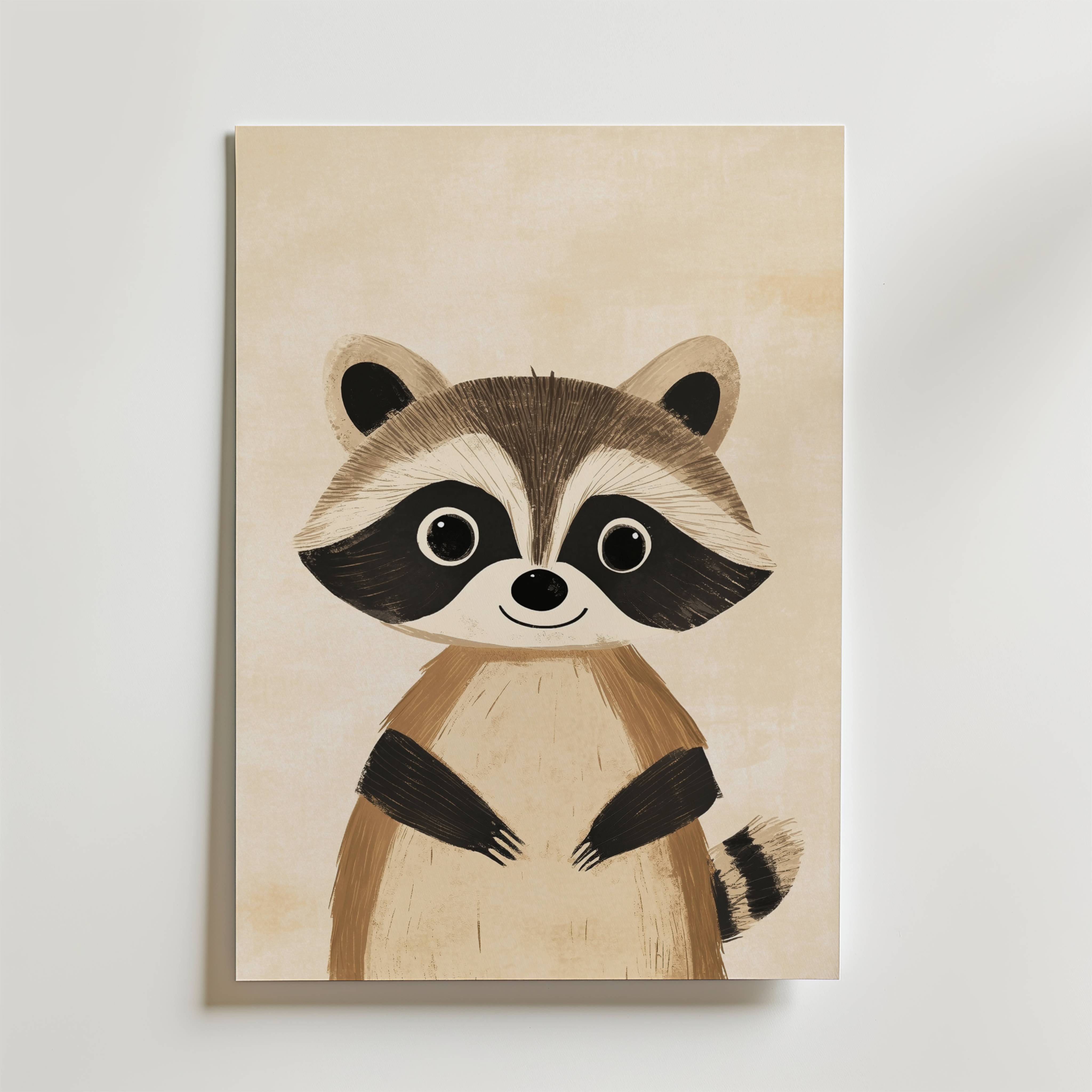 Happy Raccoon Poster - Fine Art Poster 30x40 cm