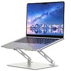 SOUNDANCE Justerbart laptopstativ, bärbar datorhöjare, datorhållare med ergonomisk design, laptopfäste i metall, hiss, kompatibel med 10–15,6 tums dator (silver, grå)