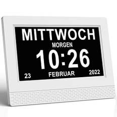 Hiseeyo 7-Zoll-Digitaluhr, Wecker Digital mit Automatische Helligkeitsanpassung, Leiser LCD-Display-Wecker mit Luftfeuchtigkeit und Temperatur für Erwachsene und Kinder und Alzheimer-Krankheit