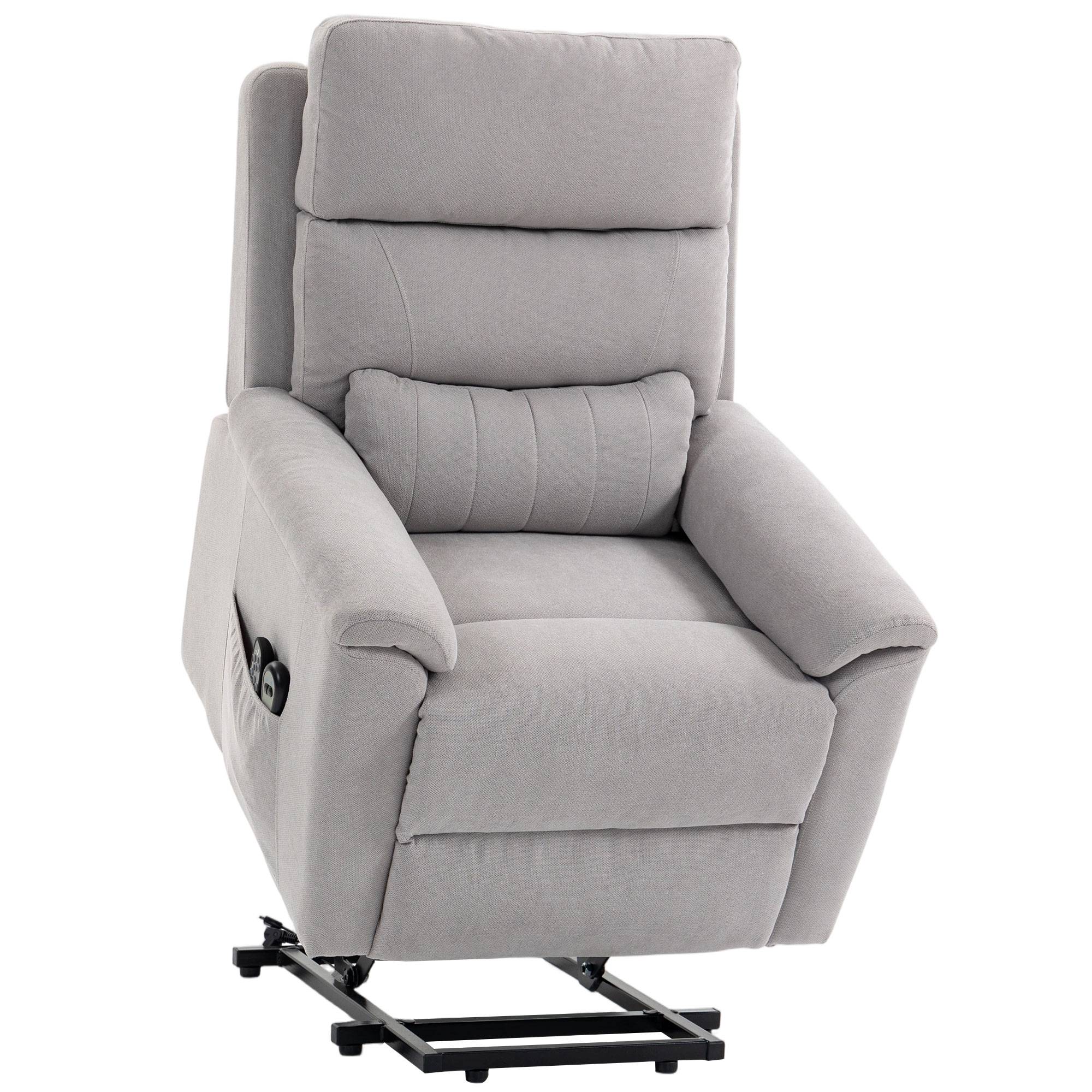 HOMCOM Power lift recliner chair with Massage and Heat, Terry Cloth Electric Lift Chair with Spring Cushion, Light Grey