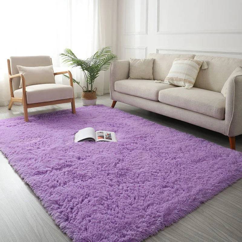 Modern Living Room Large Carpet Long Hair Children's room Carpets Bedroom Furry Decoration Rug - 2042-Purple / 80x160cm 31x63inch