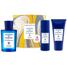 Uppsättning Acqua di Parma: Blå Mediterraneo Arancia di Capri Eau De Toilette Unisex 75 ml + Body Lotion 50 ml + Rengörande duschgel för alla hudtyper