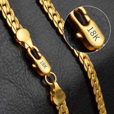 16-24 tum 18K guld 6MM hel sidleds Figaro kedja halsband för man kvinna mode bröllop förlovningssmycken gåvor (40 cm 16 tum,45 cm 18 tum,60 cm 24 tum,50 cm 20 tum,55 cm 22 tum)