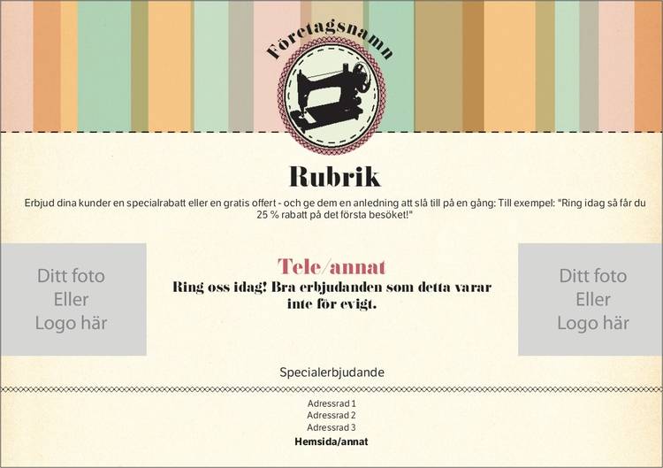 A5-flyers - Krämfärgade - Symaskin - Konst & Underhållning