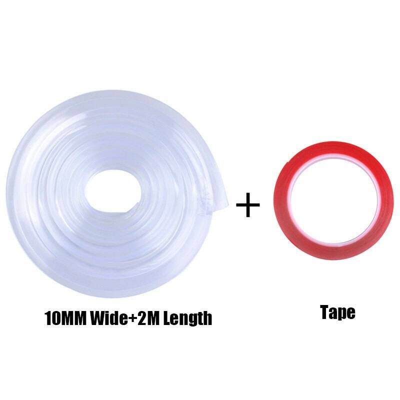1m/2m mjuk pvc bordskant möbelskydd hörnskydd stötfångarskåp list med dubbelhäftande tejp för babysäkerhetsvård - 2m-10mm bredd