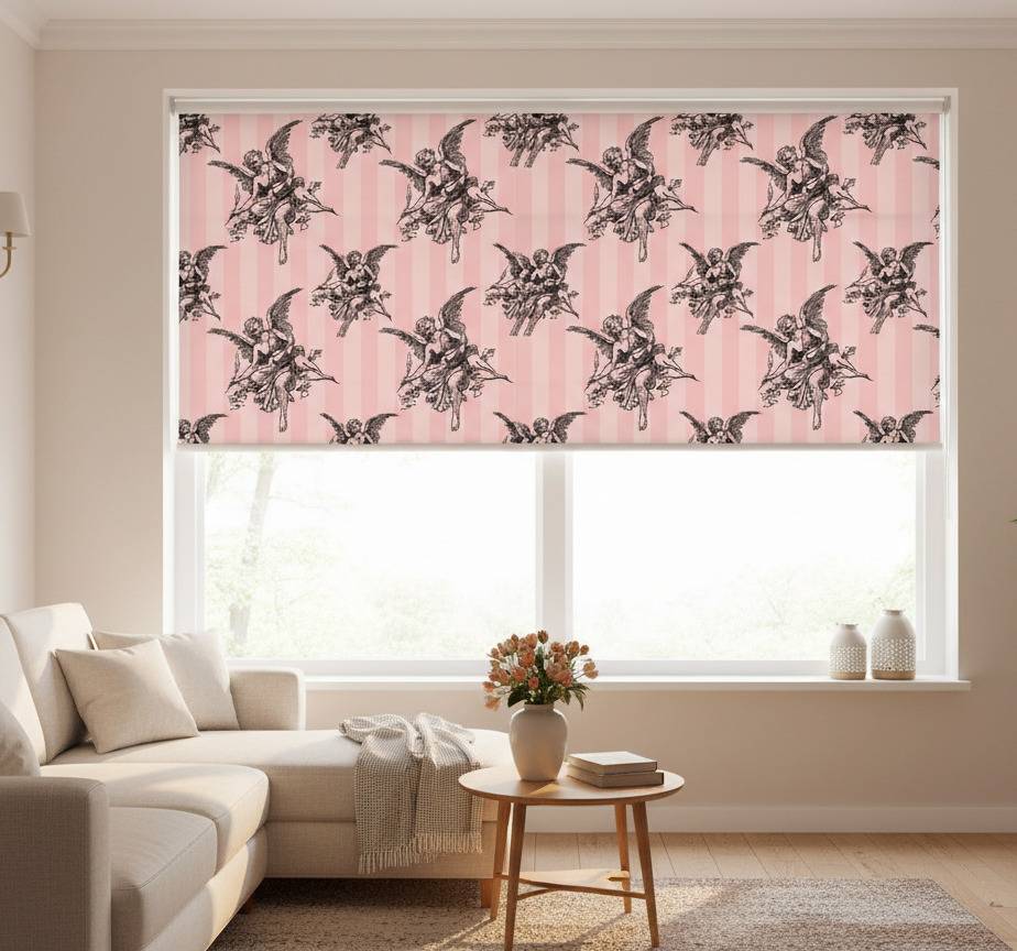 Rullgardin vintage toile de jouy mönsterdesign