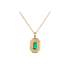 Emerald Necklace | 14K Gold Amulet Pendant | Akind