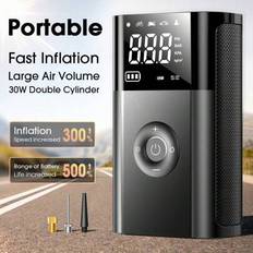 CARSUN Bärbar Inflator Kompressor Pump Med LED-lampa För Bil Motorcykel Cykel Däck Bollar Trådlös elektrisk bil Luftdäckspump - Svart