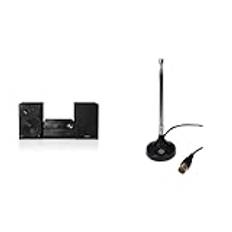 Panasonic SC-PMX94EG-K Micro HiFi-System, Svart & Oehlbach Radio Rod DAB antenn | Radioantenn för mottagning av DAB och FM/UKW | Infällbar DAB-antenn med magnetisk bas | Svart