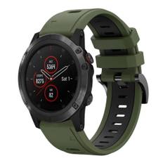 Garmin Fenix 5X etc. Solar etc. urrem i silikone - Grøn/Sort
