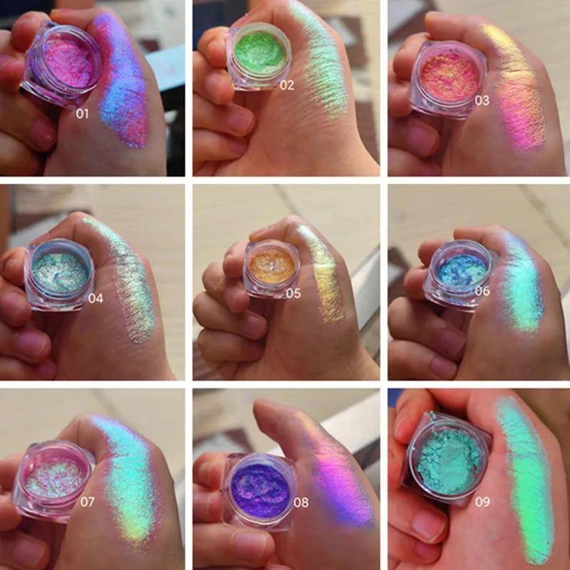 MultiChrome Shifting Pigments Chameleon Eyeshadow Powder Duochrome Chameleon Eyeshadow Oändlig Chrome Shining Eyeshadow