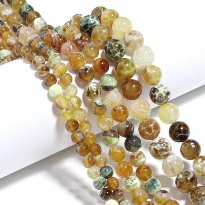 1 st naturlig bärnsten, Fire Agate Bead Strand, 6/8/10 mm Fashionabla hantverk DIY lösa pärlor, lämplig för armband, halsband, smycken, telefonkedja, (6mm,8mm,10mm)