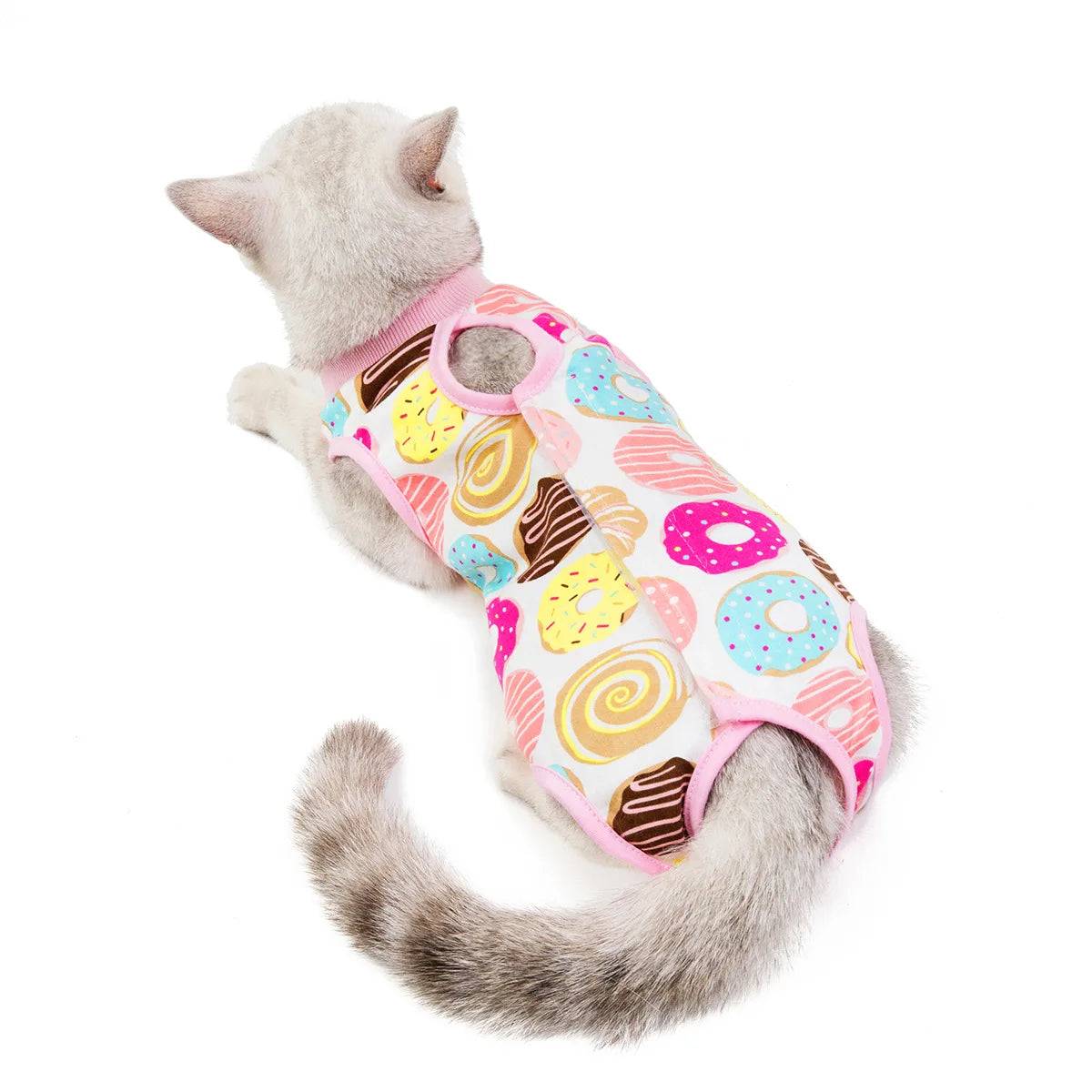 Post-Surgery Recovery Jumpsuit for Cats & Small Dogs - Doughnut / L Weight 4.5KG (L Weight 4.5KG)