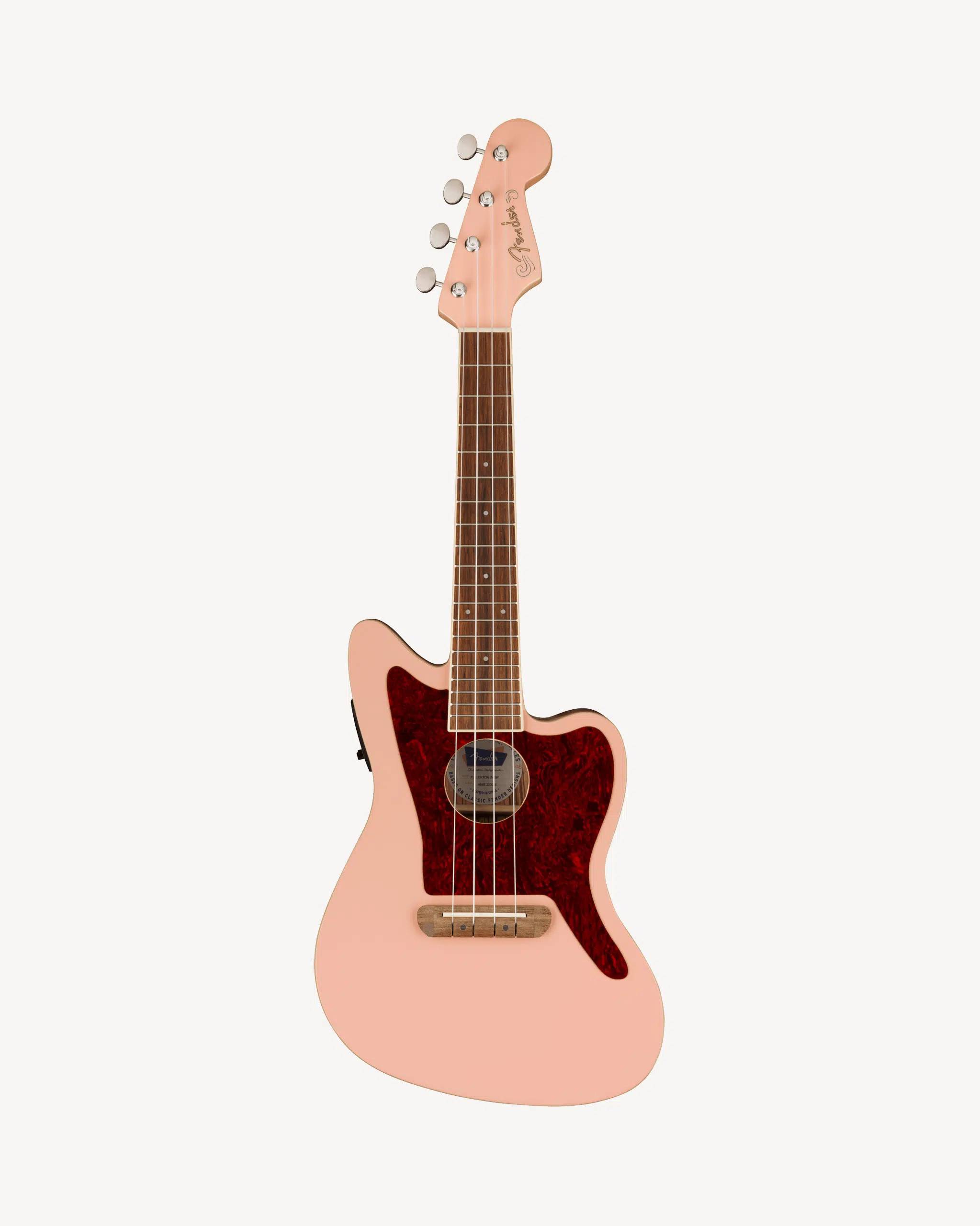 Fender Fullerton Jazzmaster Uke, Walnut Fingerboard, Tortoiseshell Pickguard, Shell Pink