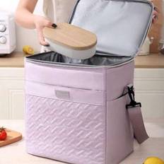 1pc Versatile Outdoor Picnic Tote Bag, Insulated Cooler Bag, Large Capacity Portable Insulated Meal Bag & Cooler Bag, Solid Color Premium Style, Ideal - Multicolor - Black,Green,Grey,Purple